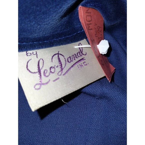 Vtg 50s Leo Daniel Velvet Circle Dress Blue modern 8 - Picture 9 of 9